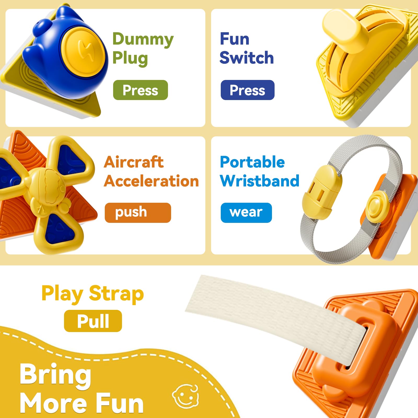 Oppvoci busy board simulated plug supports hand strength and curiosity