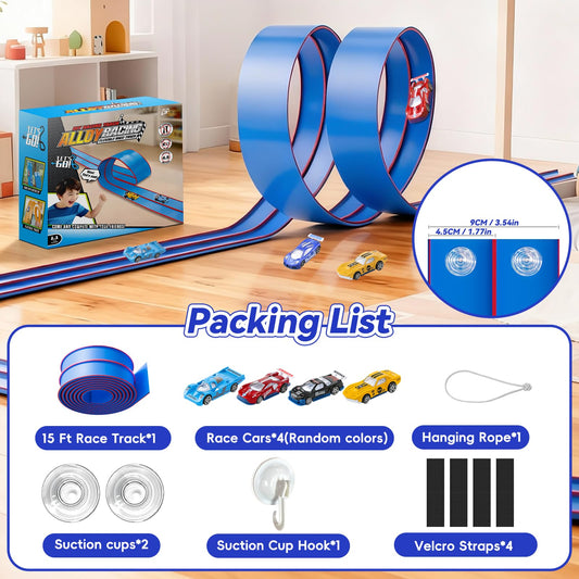 Oppvoci 1/64 diecast cars ready for action on the flexible track surface