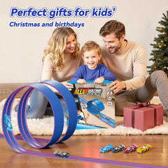 Oppvoci blue track supports creative shapes like loops and ramps for imaginative play