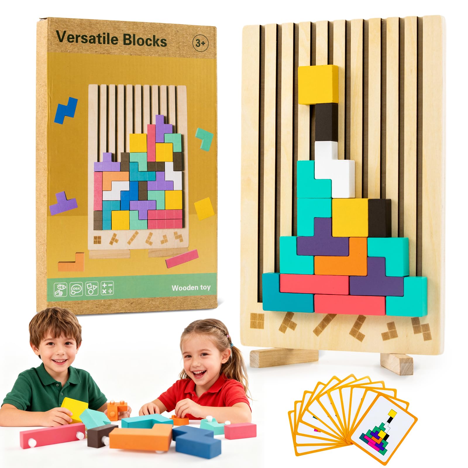 Oppvoci wooden Montessori blocks puzzle assembly enhances spatial reasoning
