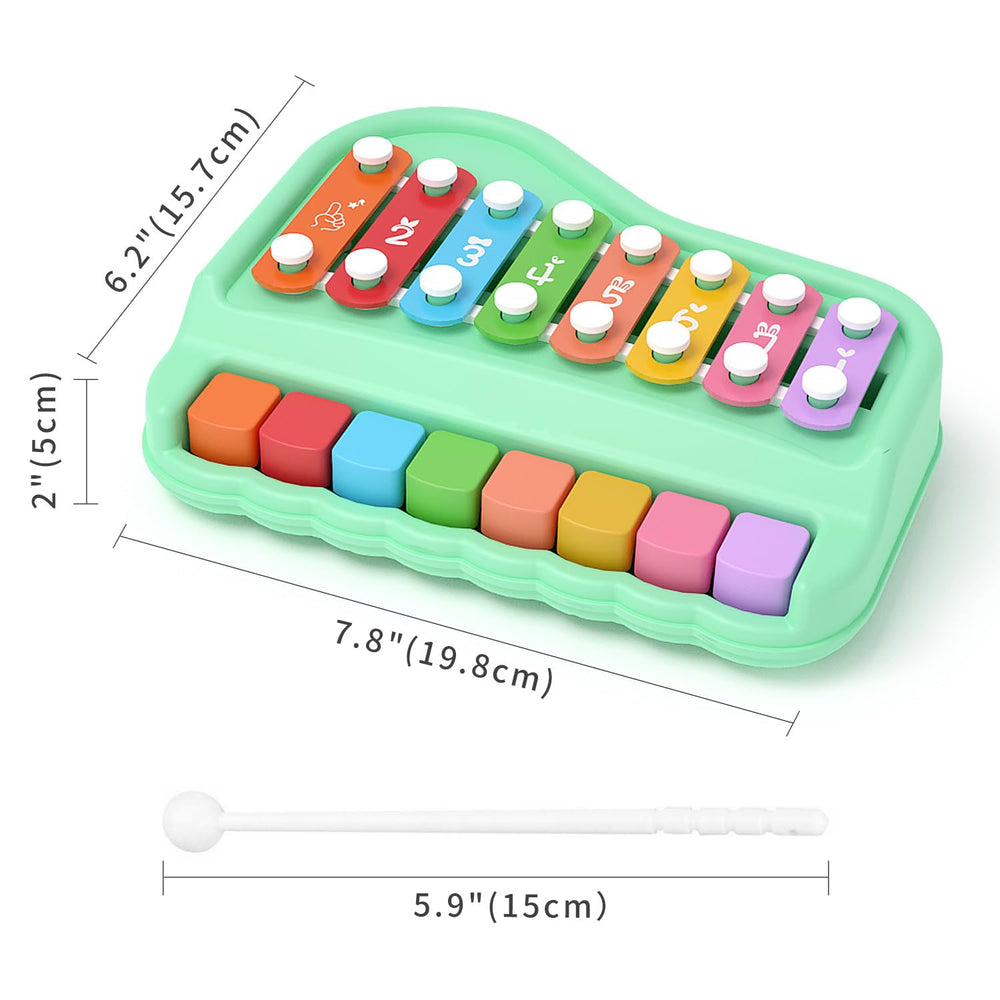 Oprala 2-in-1 xylophone shows back-side hammers for interactive sound creation.