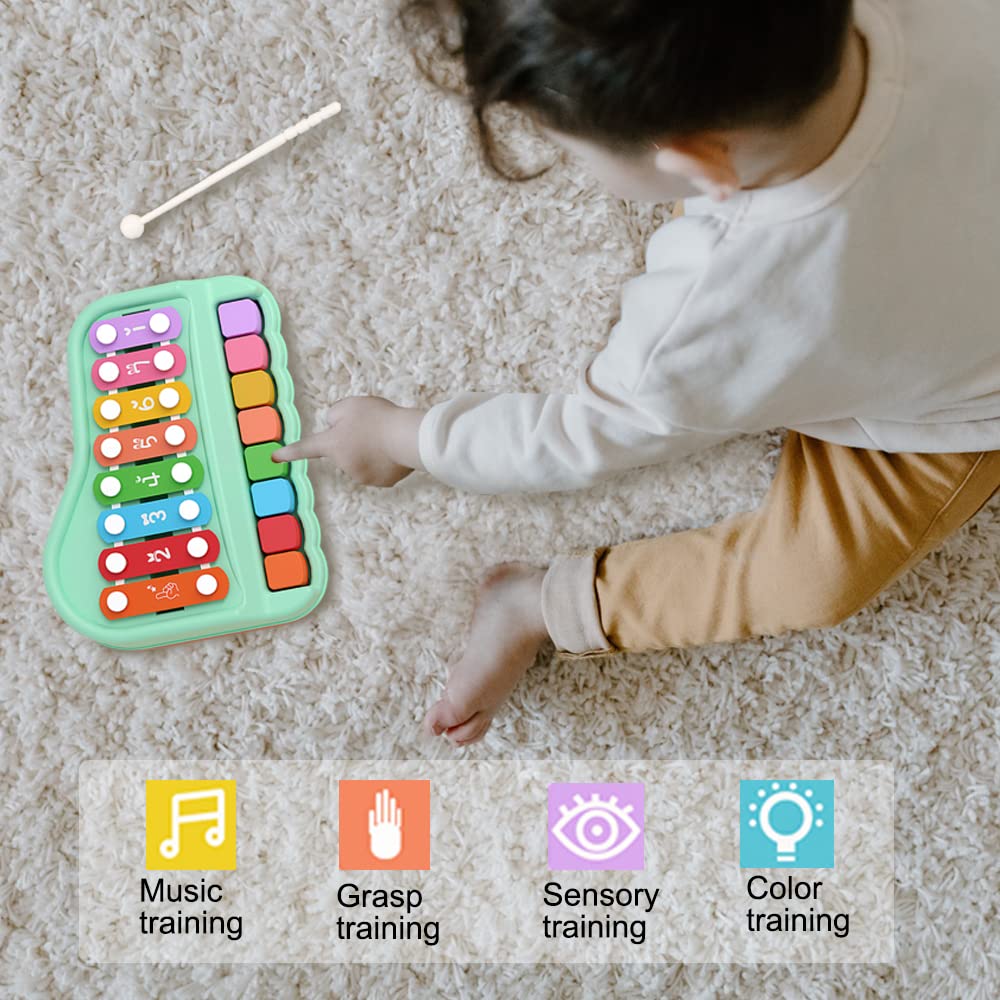 Oprala 2-in-1 xylophone features numbered bars for basic counting during music play.
