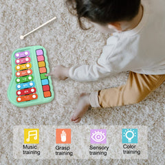 Oprala 2-in-1 xylophone features numbered bars for basic counting during music play.