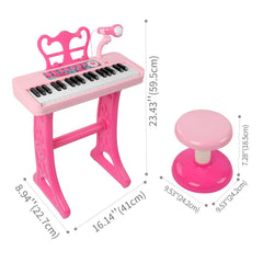 Oprala pink kids piano with microphone encouraging singing while playing for toddlers.