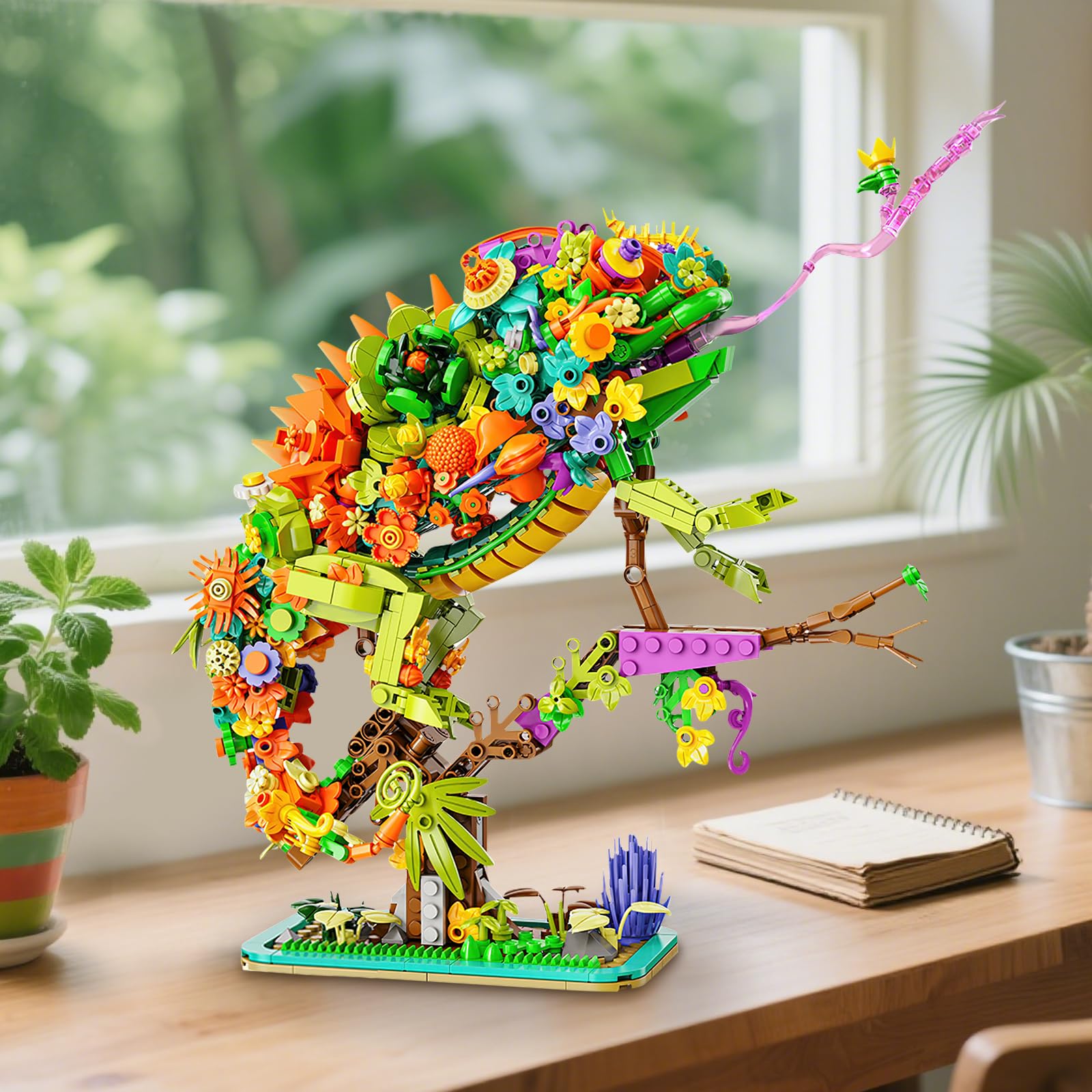 OQMI chameleon size 12.9 x 9.6 x 4.9 inches for a substantial display.