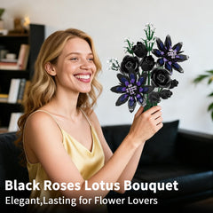 OQMI Flower Bouquet Building Set: black lotus for dramatic decor.