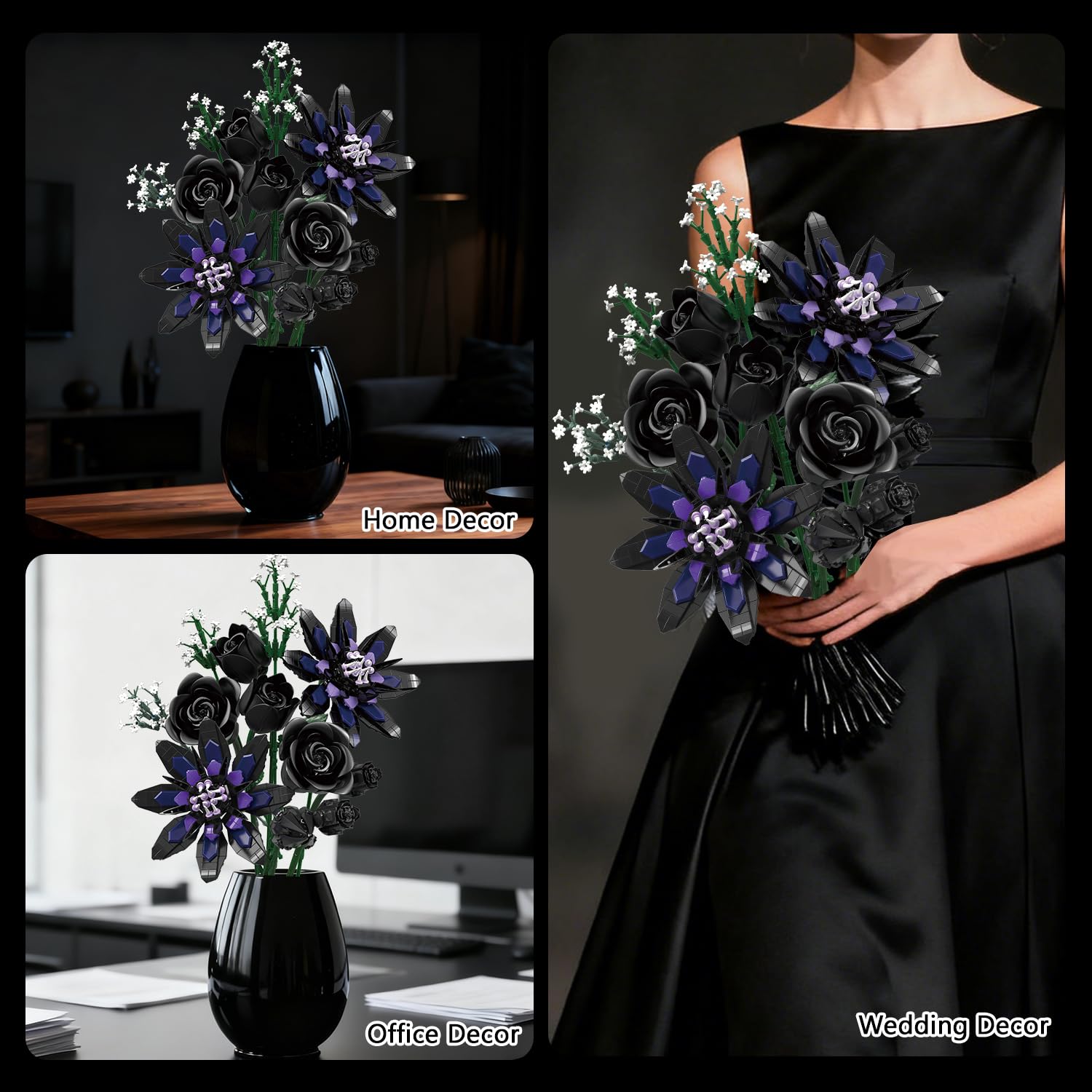 OQMI Flower Bouquet Building Set: gothic aesthetic elevates any room ambiance.