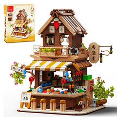 OQMI Izakaya building set front view for display and storytelling