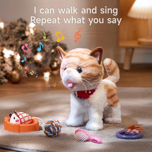 OR OR TU Included comb helps kids groom the plush cat during dress-up play.