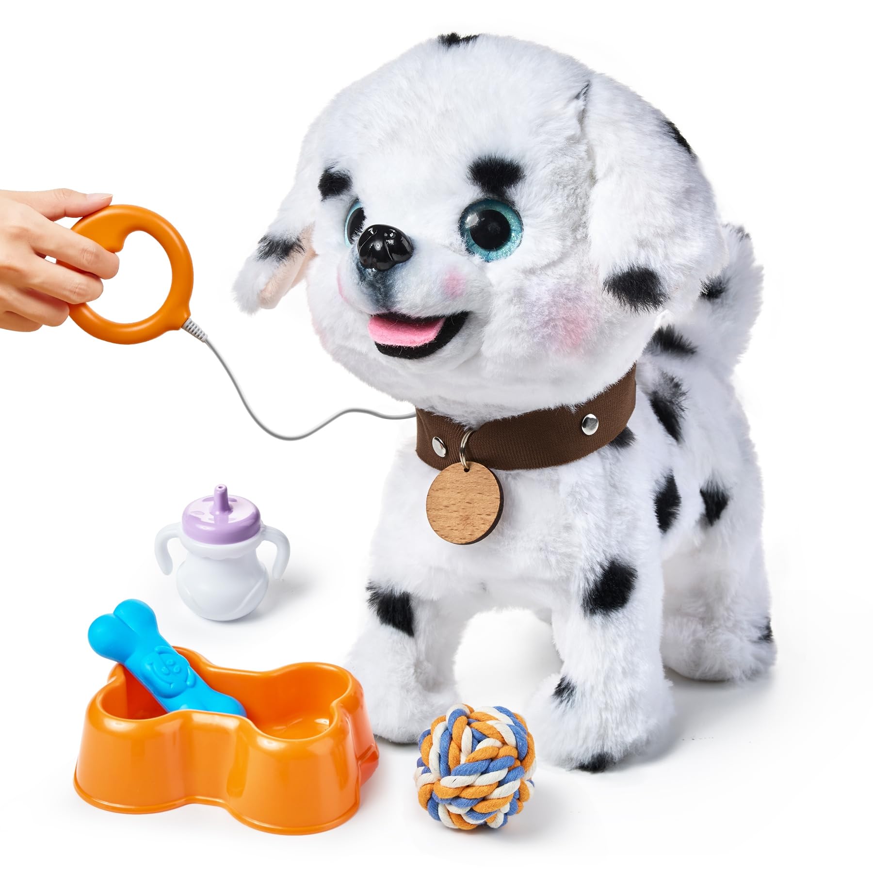 OR OR TU walking barking toy dog with remote leash for interactive playtime.