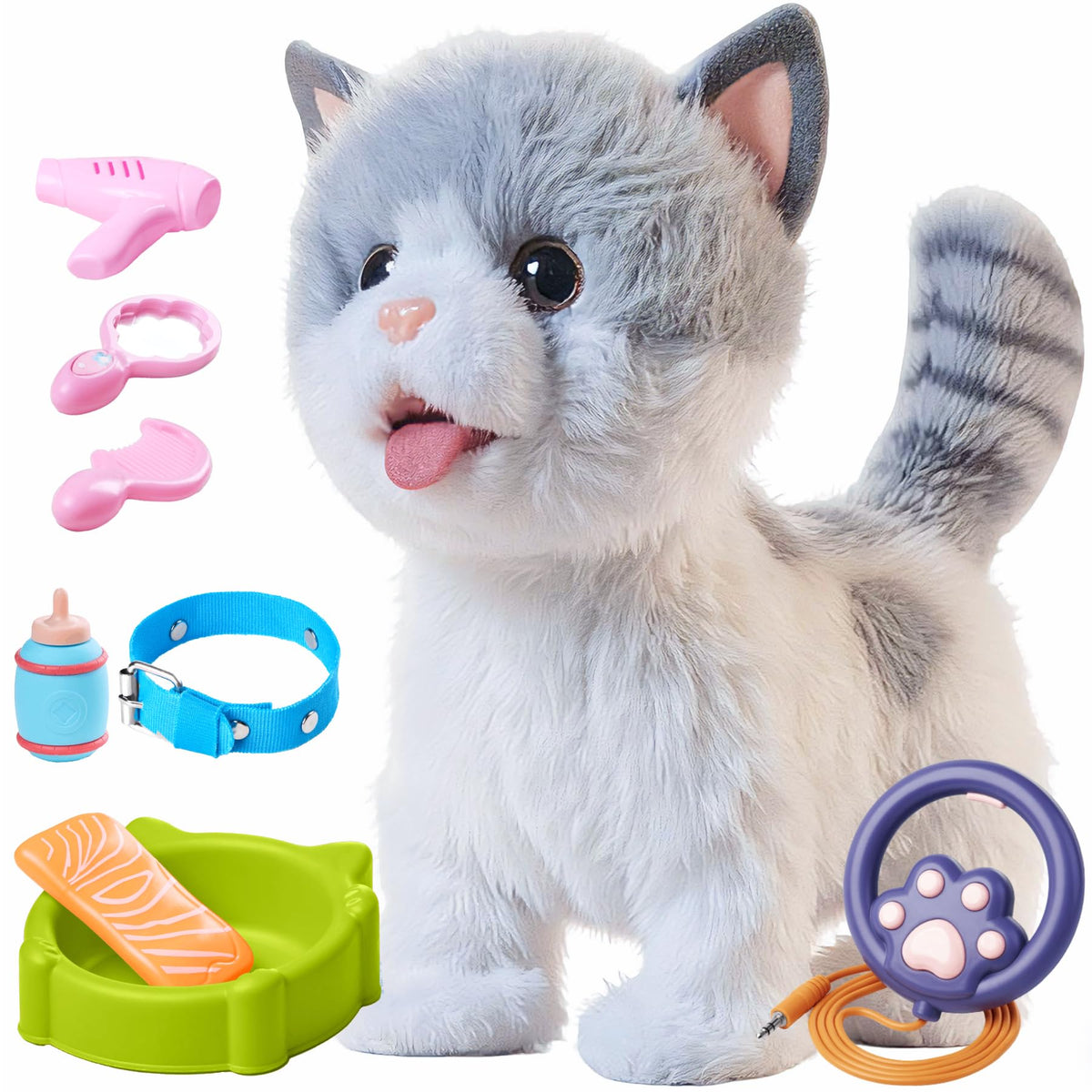 OR OR TU Walking Toy Cat with remote leash for guided pretend walking.