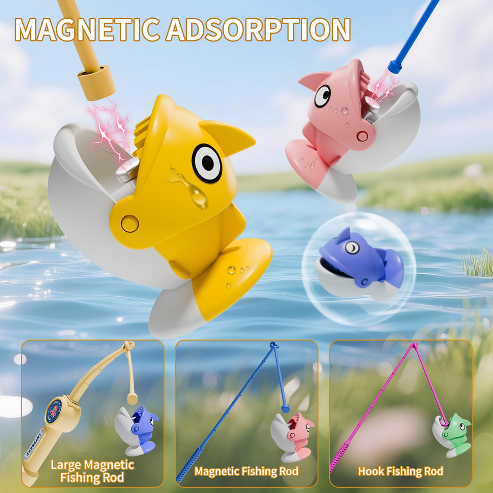 Orange Ocean 66pcs magnetic fishing game eight rods enable multi-player family rounds