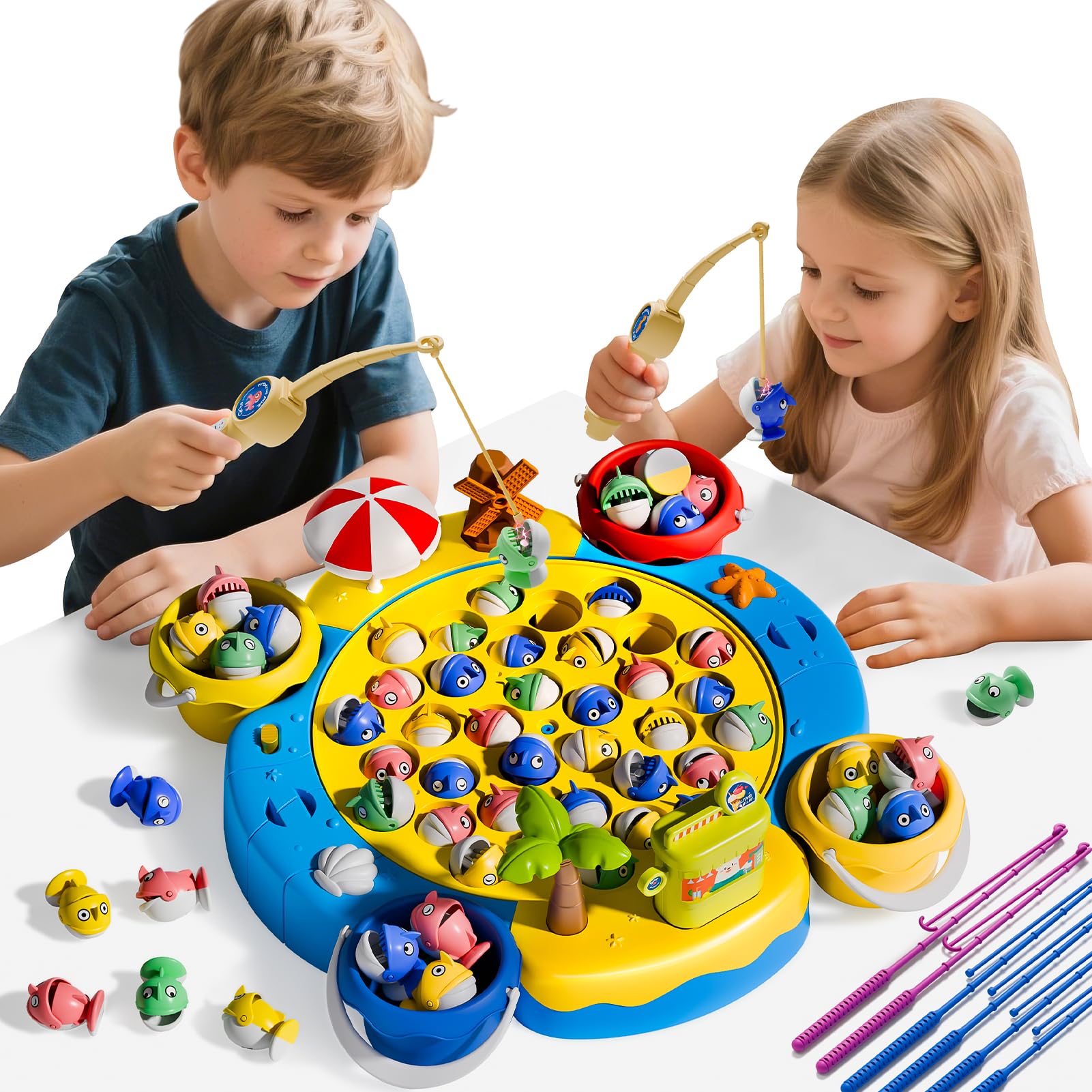 Orange Ocean 66pcs magnetic fishing game music mode offers adjustable sound options