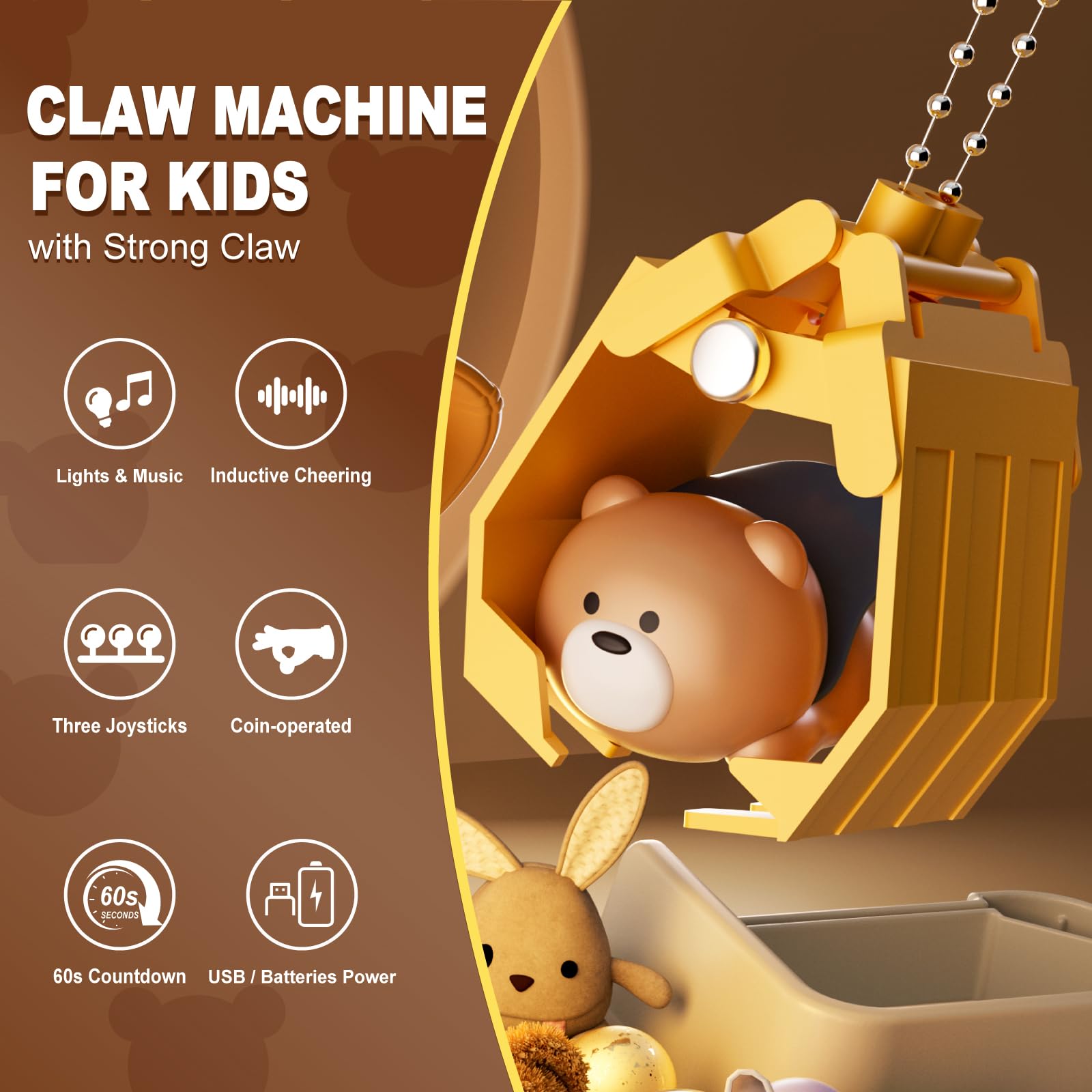 Claw joystick control demonstrating precise prize grab action