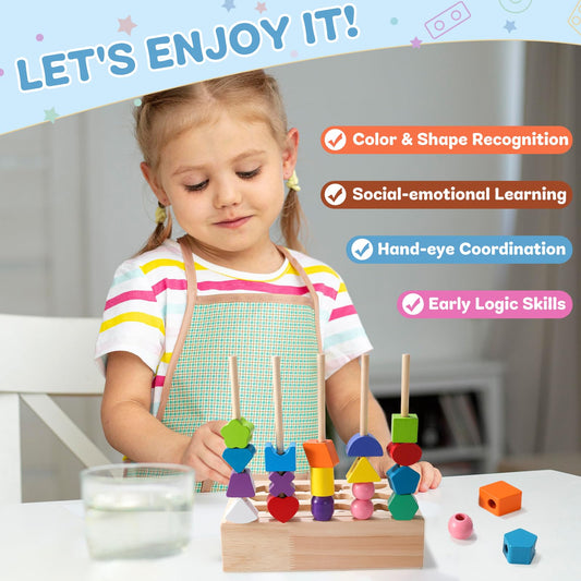Orannalar wooden beads for stringing support fine motor control.