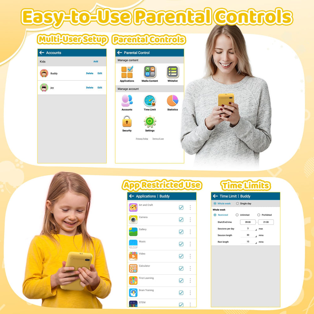 Orantronx Kids Phone parental controls, providing safe screen time management