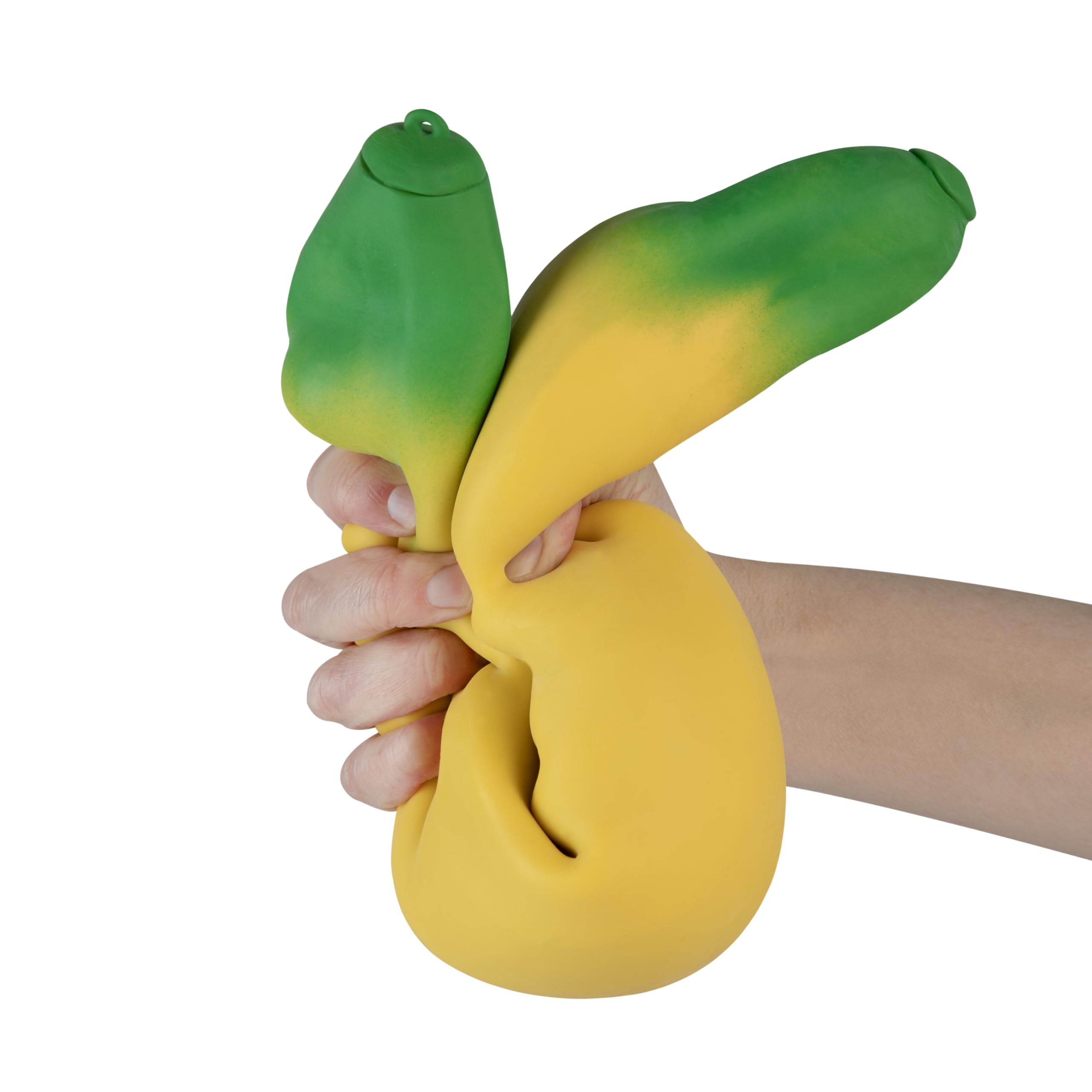 The Orb Factory Easy Sqweezy Giant Stretchy Banana, soft texture close-up for satisfying squeezes