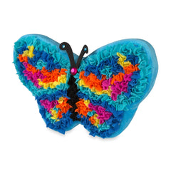 Brightly colored PlushCraft Butterfly Pillow ready for mess-free, no-sew crafting sessions.