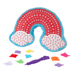 The Orb Factory PlushCraft fabric pieces layout showcases hundreds of colorful squares for creative play.