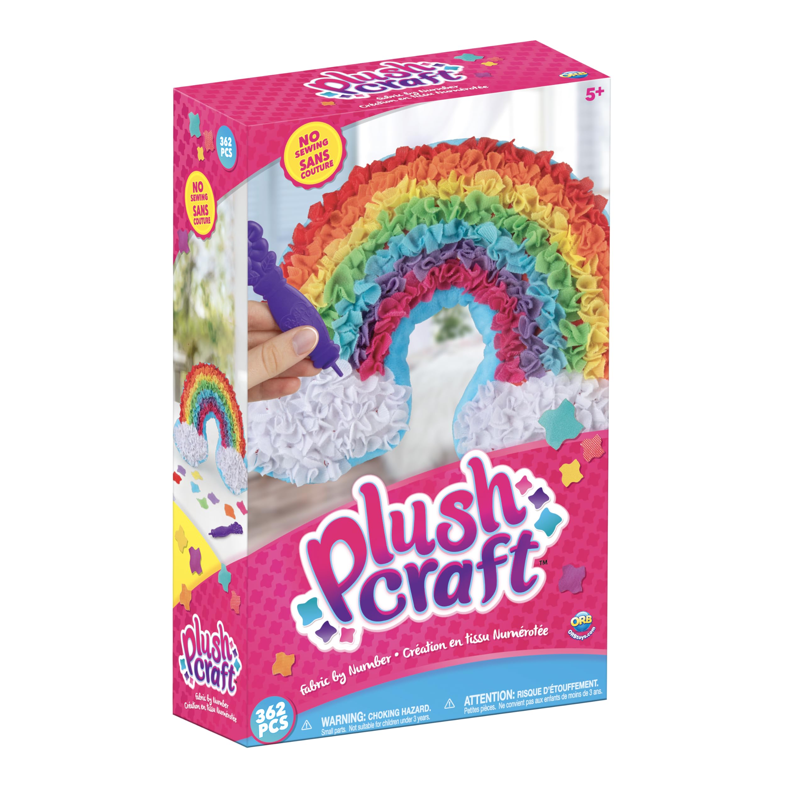 The Orb Factory PlushCraft Rainbow Pillow assembly for mess-free crafting fun.