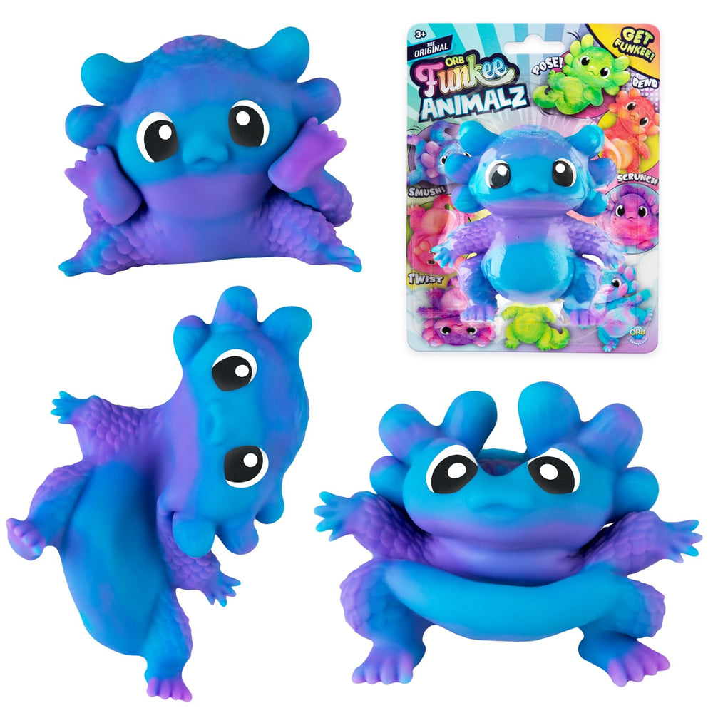 Orb Funkee Animalz Mega Axolotl purple-blue front view, vibrant two-tone for creative posing.