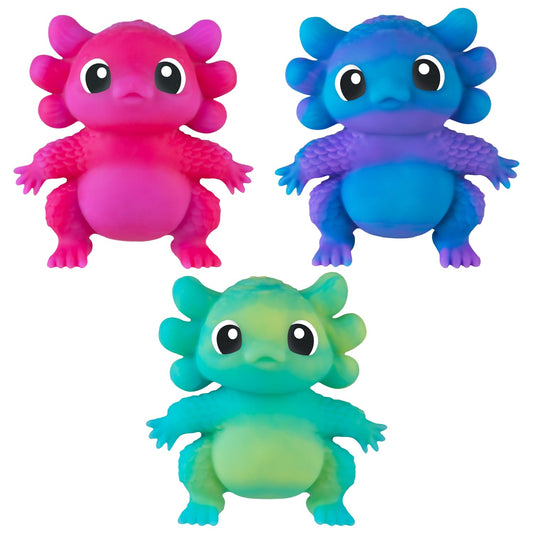 Orb Funkee Animalz Mega Axolotl teal-green side view, durable and easy to clean.