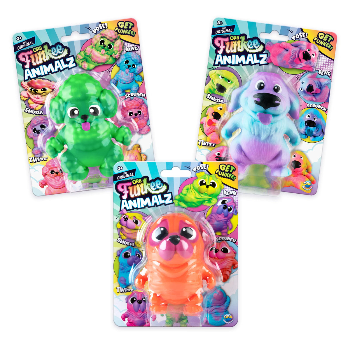 Orb Funkee Animalz Mega Dogs blue purple retriever poseable for playful photos