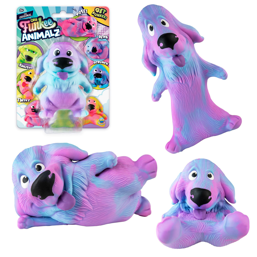 Orb Funkee Animalz Mega Dogs dark green light green poodle durable washable toy