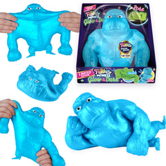 The Orb Factory Jumbo Blue Glow Funkee Monkee in pose-ready stance for playful stress relief.