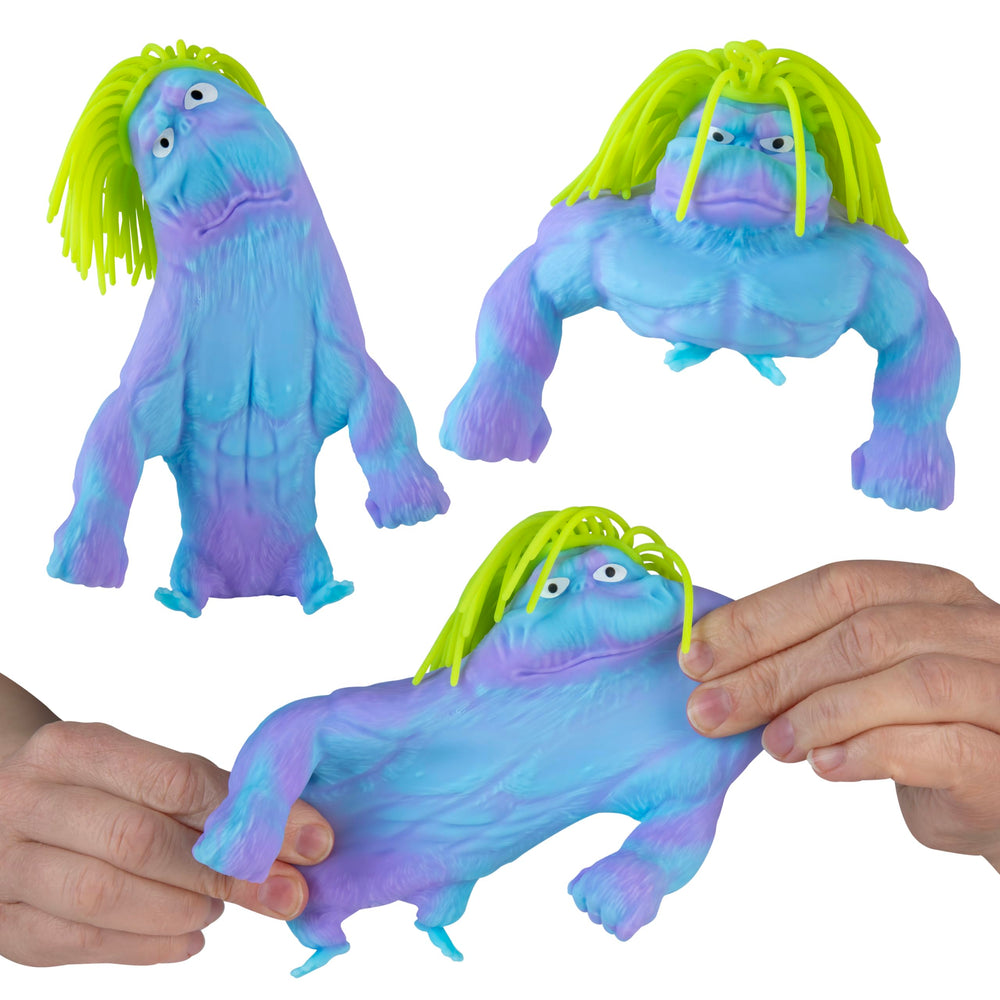 Orb Factory Funkee Monkee Mega Long Hairdo yellow/pink with purple hair for stress-relief play.