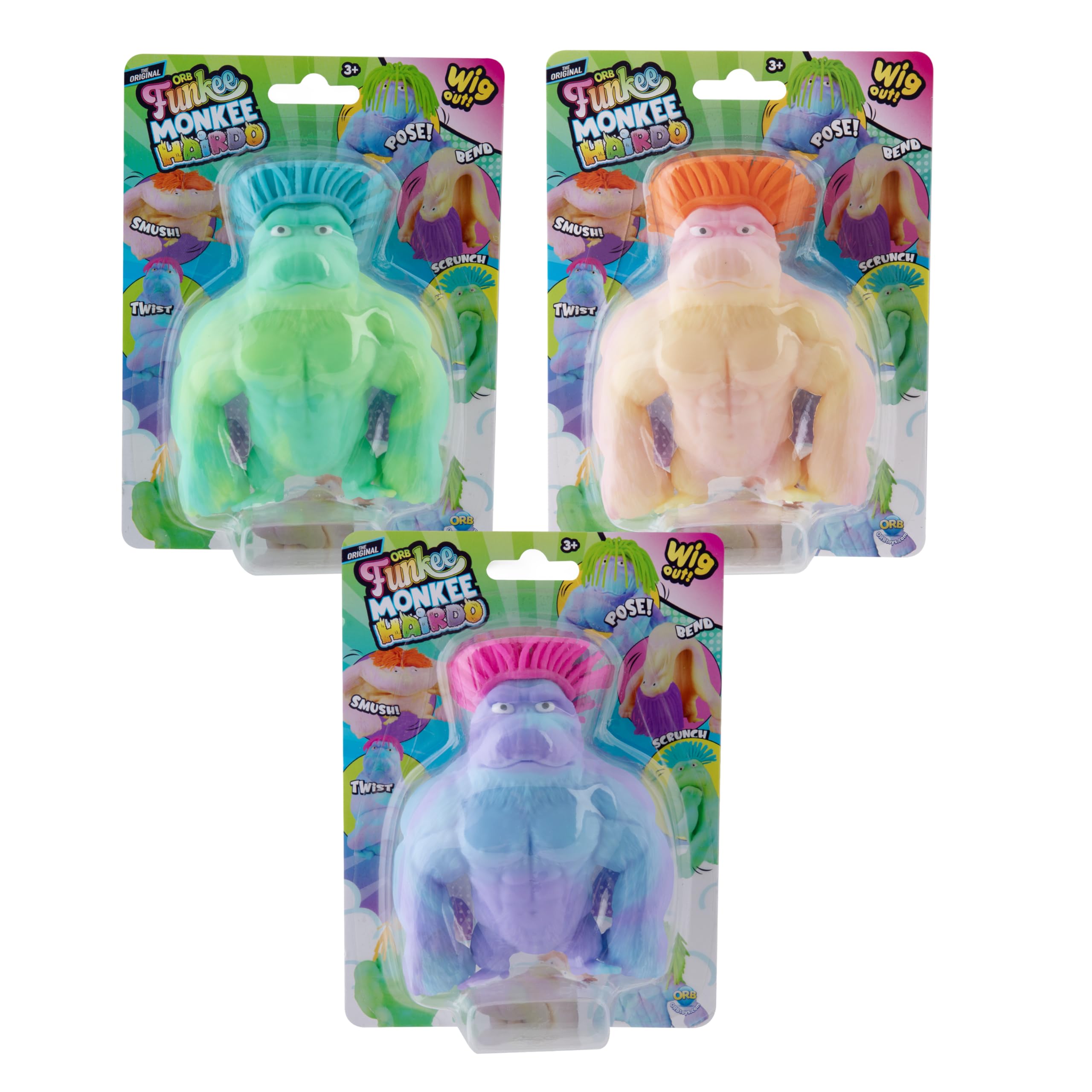 ORB Funkee Monkee blue-purple hair poseable monkey for stress relief.