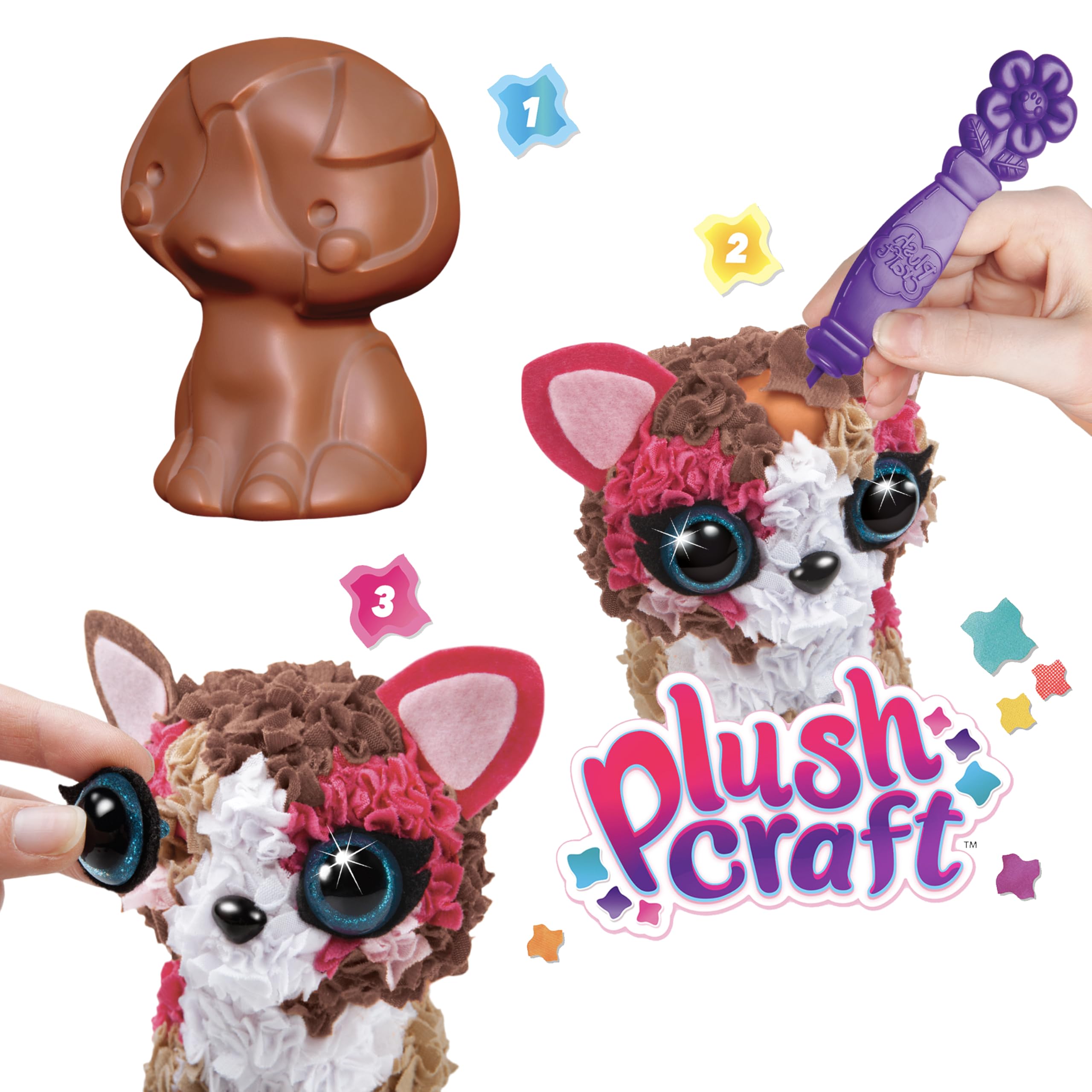 The Orb Factory PlushCraft 3D Dog mini figure for quick, tray-ready crafts.