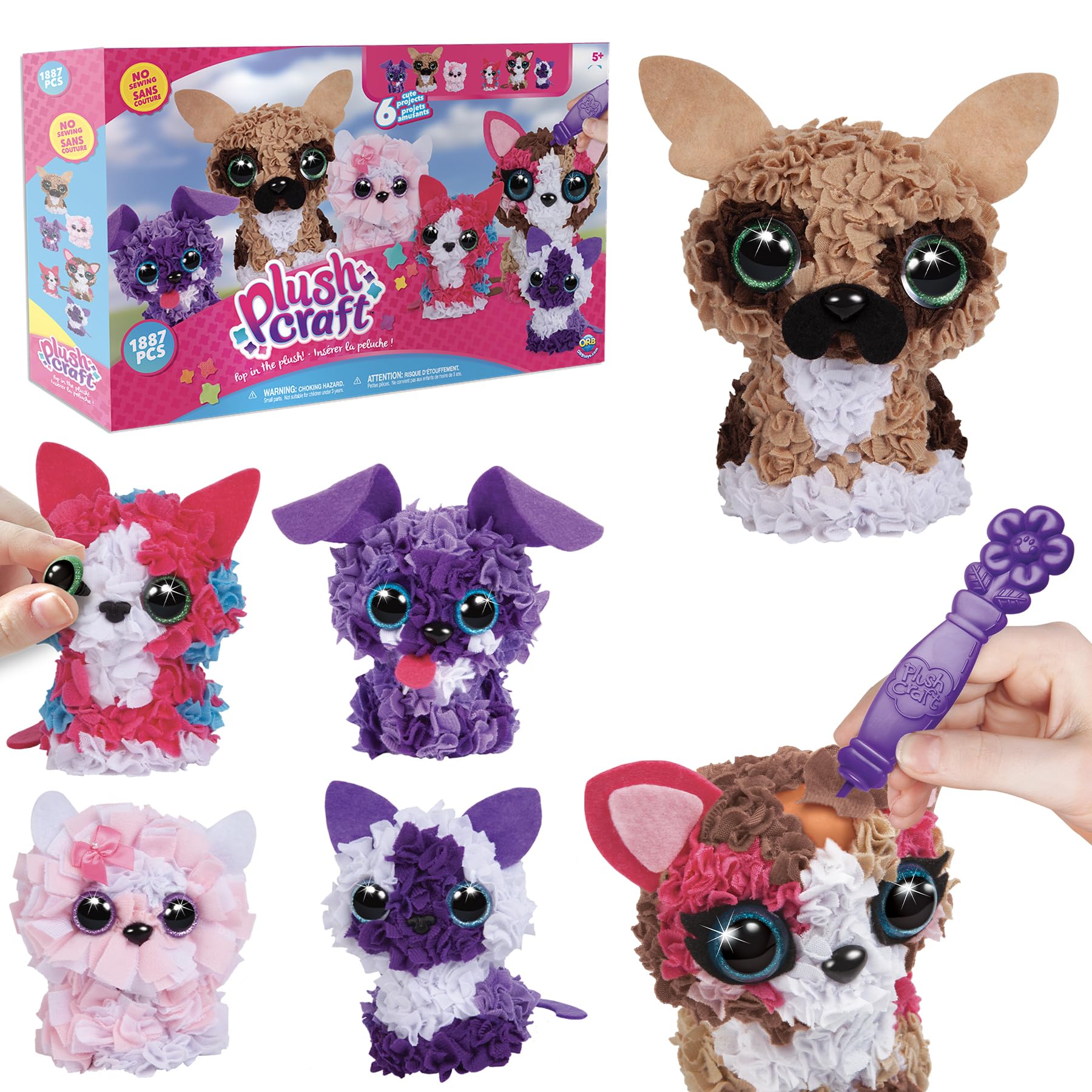 The Orb Factory PlushCraft 3D Dog standard figure for mess-free crafting and imaginative play.