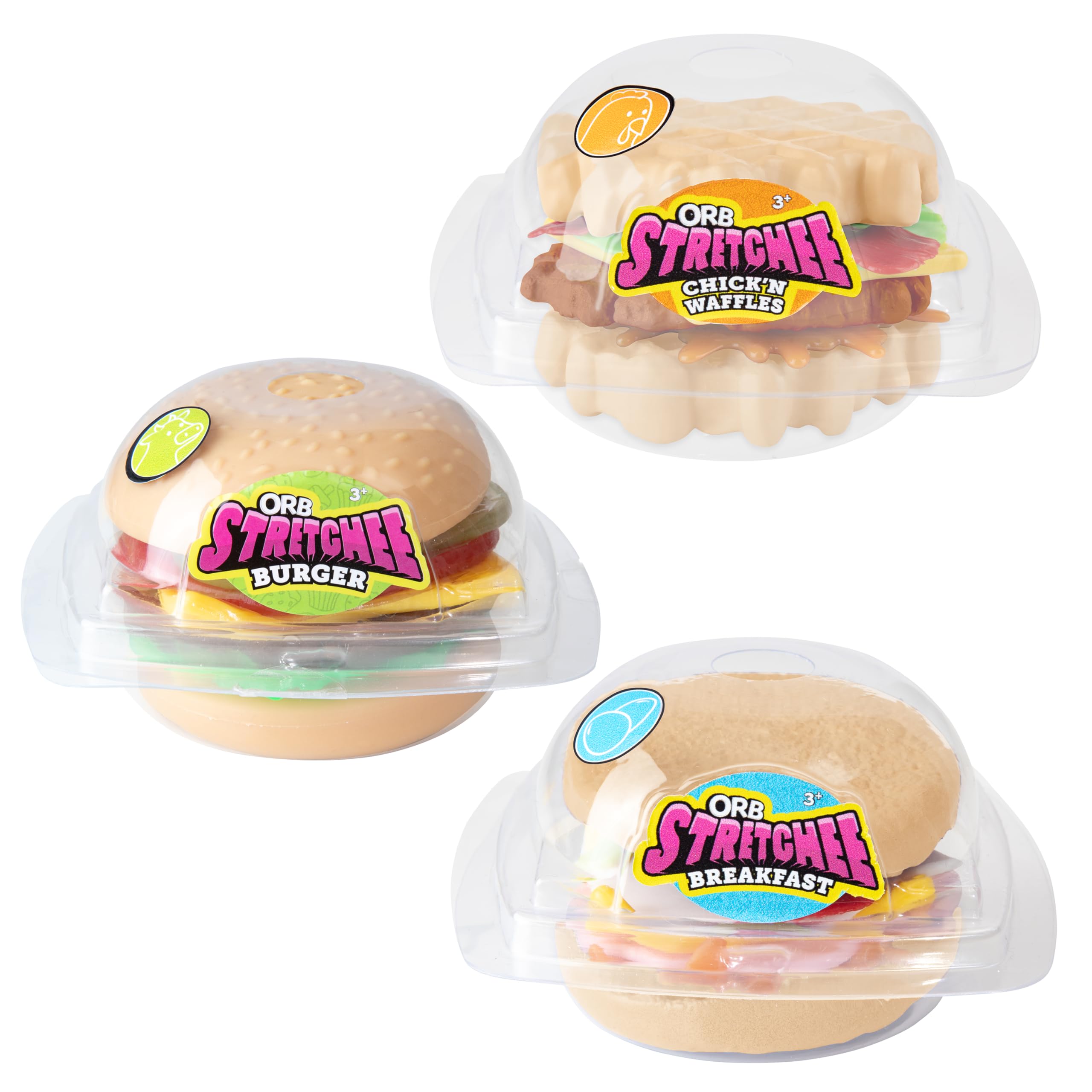 The Orb Factory Secret Menu Original Stretchee Burger offers soft, stretchy tactile play.