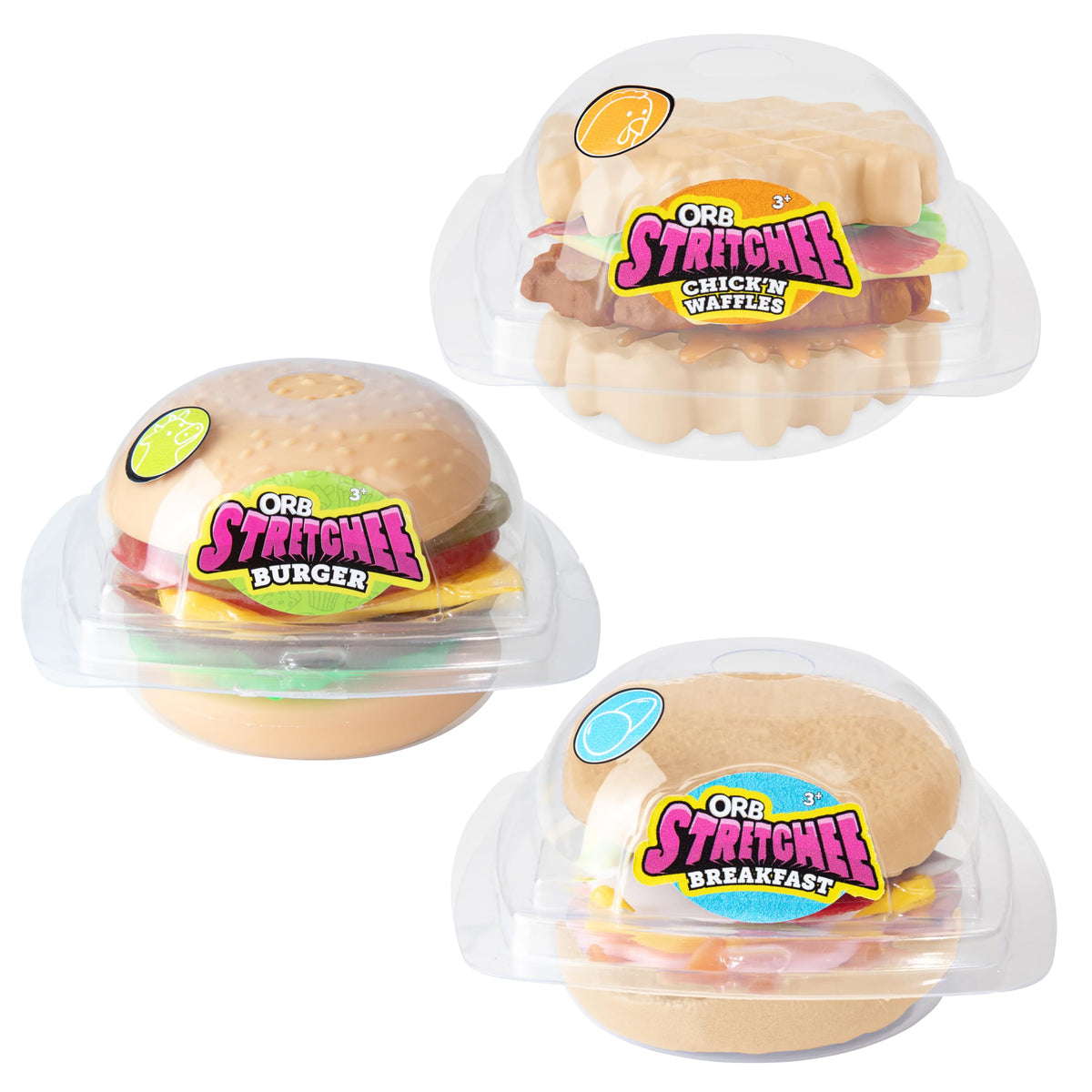 The Orb Factory Secret Menu Original Stretchee Burger offers soft, stretchy tactile play.