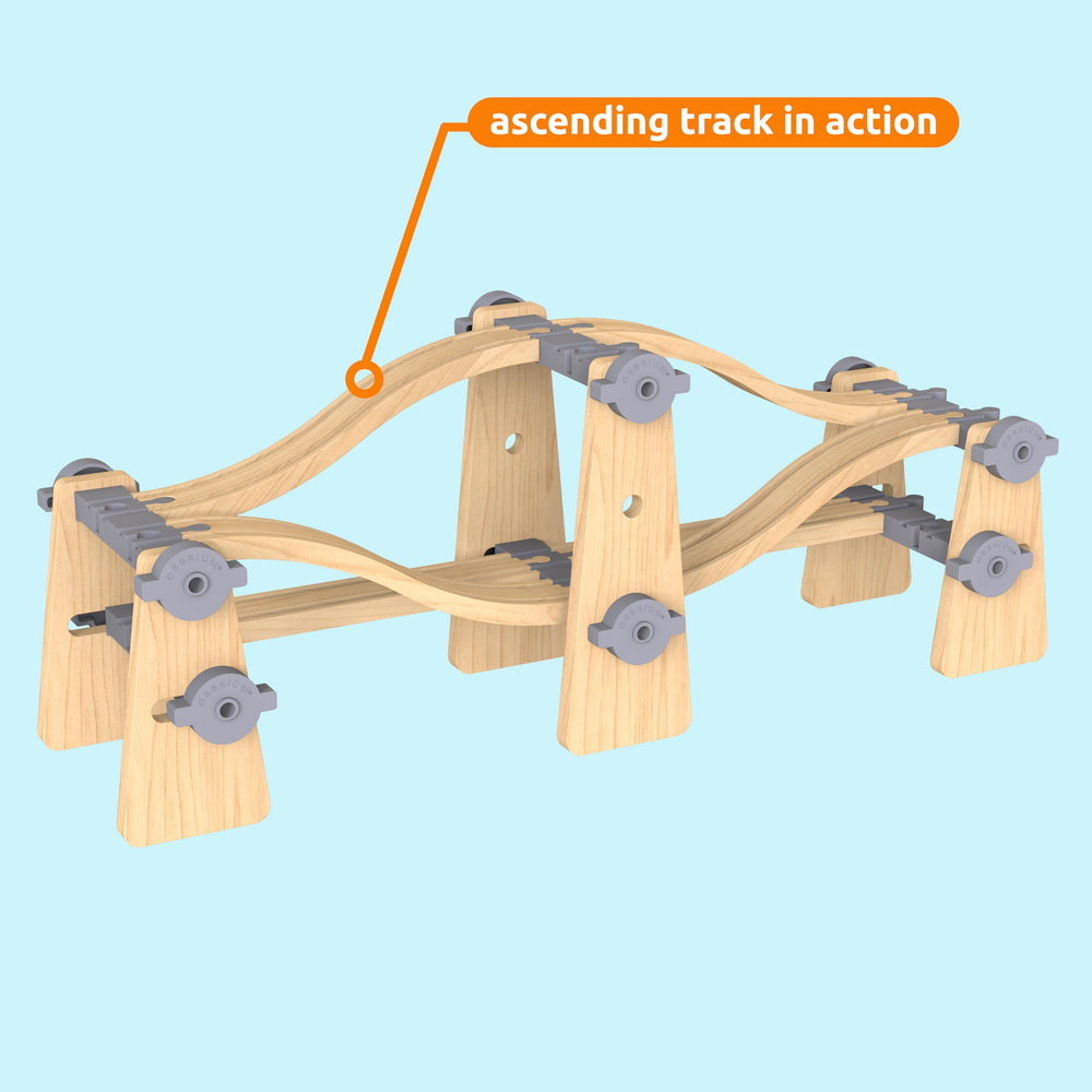 Orbrium tracks showing compatibility with Thomas, Brio, and Melissa & Doug wooden railways