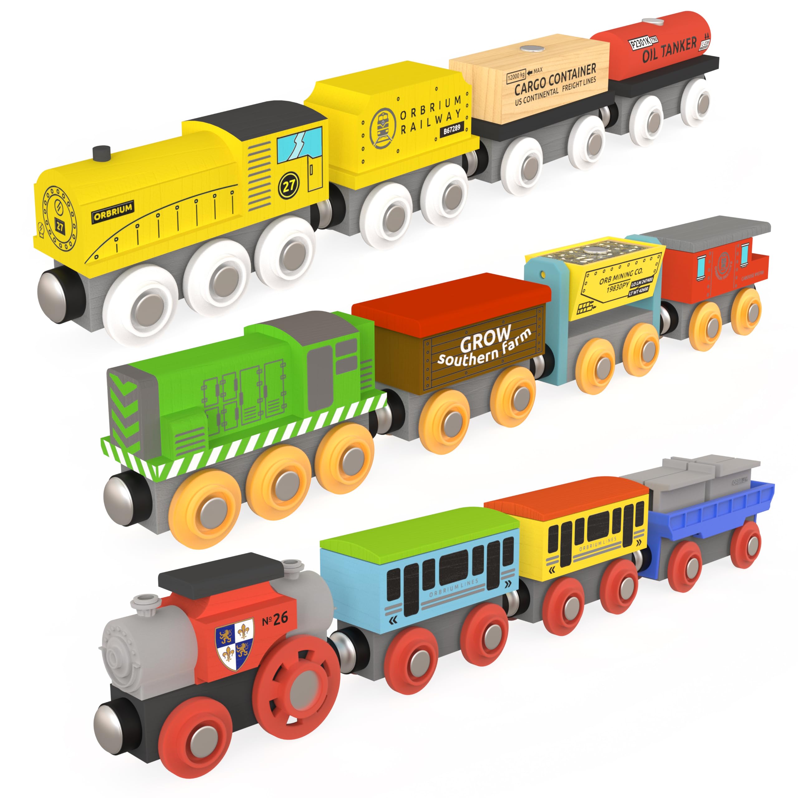 Orbrium container car with removable magnetic cargo for realism
