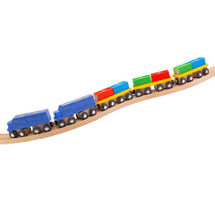 Orbrium container carriers display sturdy design for smooth wagon movement on wooden tracks.