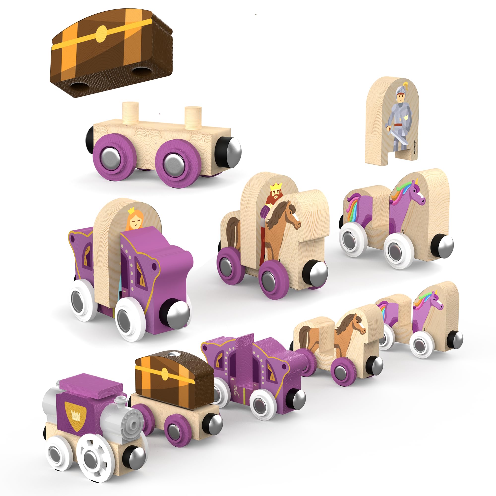 Castle puzzle pieces let kids shape a fortress during imaginative play.