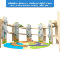 Three rearrangeable biome areas let kids customize their park landscape.