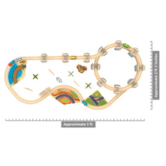 Includes engines and cars plus park scenery to spark storytelling.