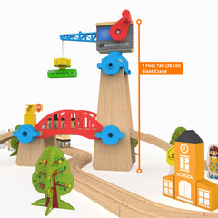Orbrium wooden trains and roadway vehicle for realistic play scenarios