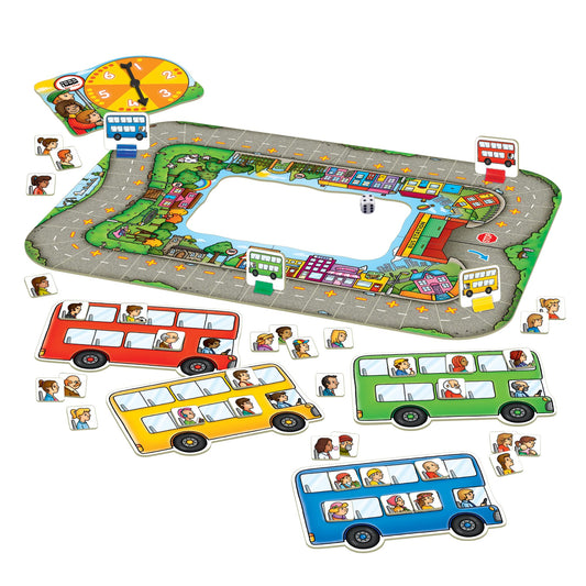 Orchard Toys Bus Stop bus with passengers ready for counting on and off