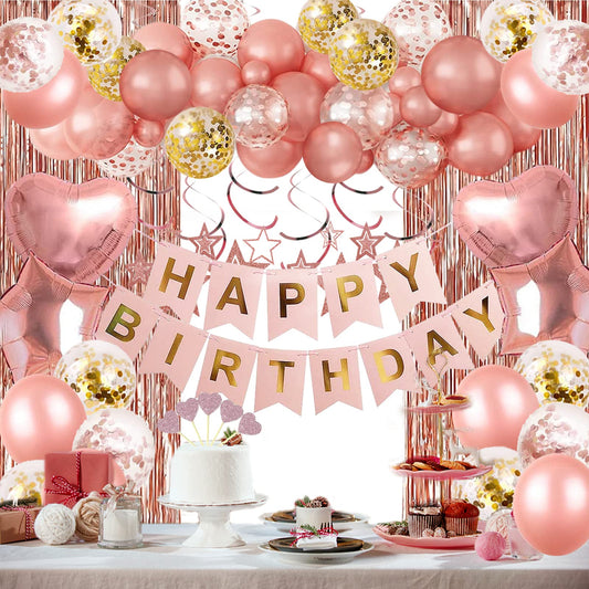 ORDA rose gold happy birthday banner enhances celebration visuals