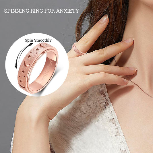 OreilleStar Anxiety Ring Spinner in gold supports mindful fidgeting and concentration.