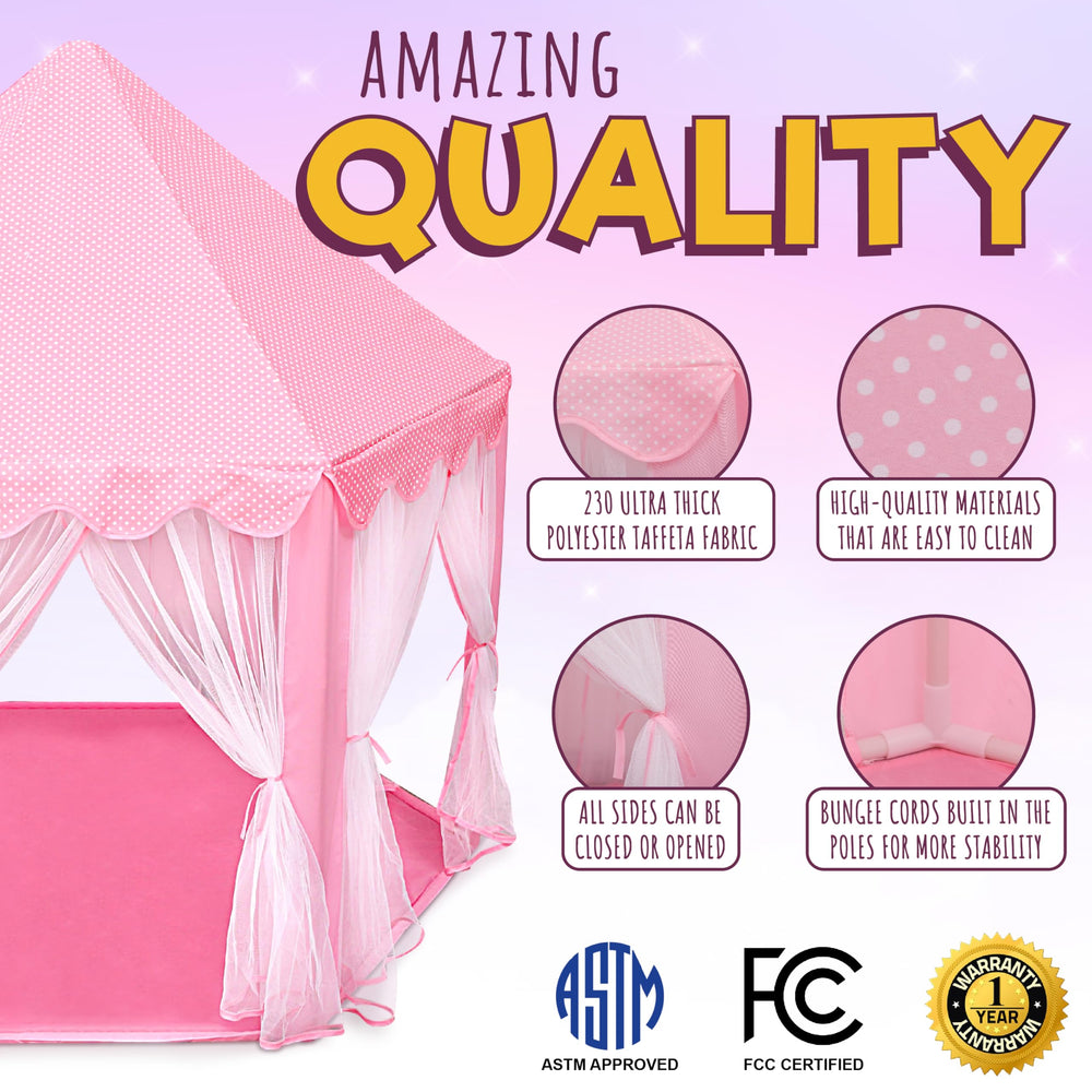 ORIAN pink castle outdoors offers spacious fun for kids.