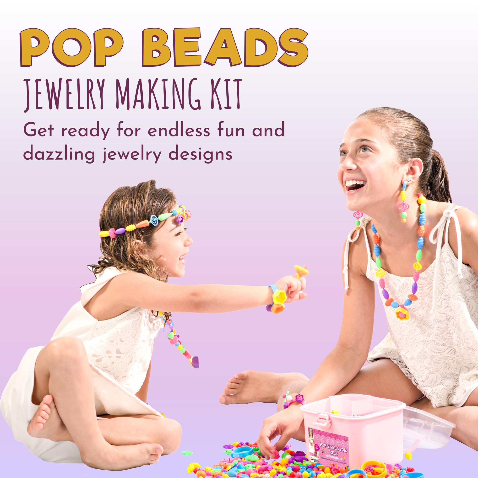 Orian Pop Beads necklace creation with bright colors for DIY jewelry