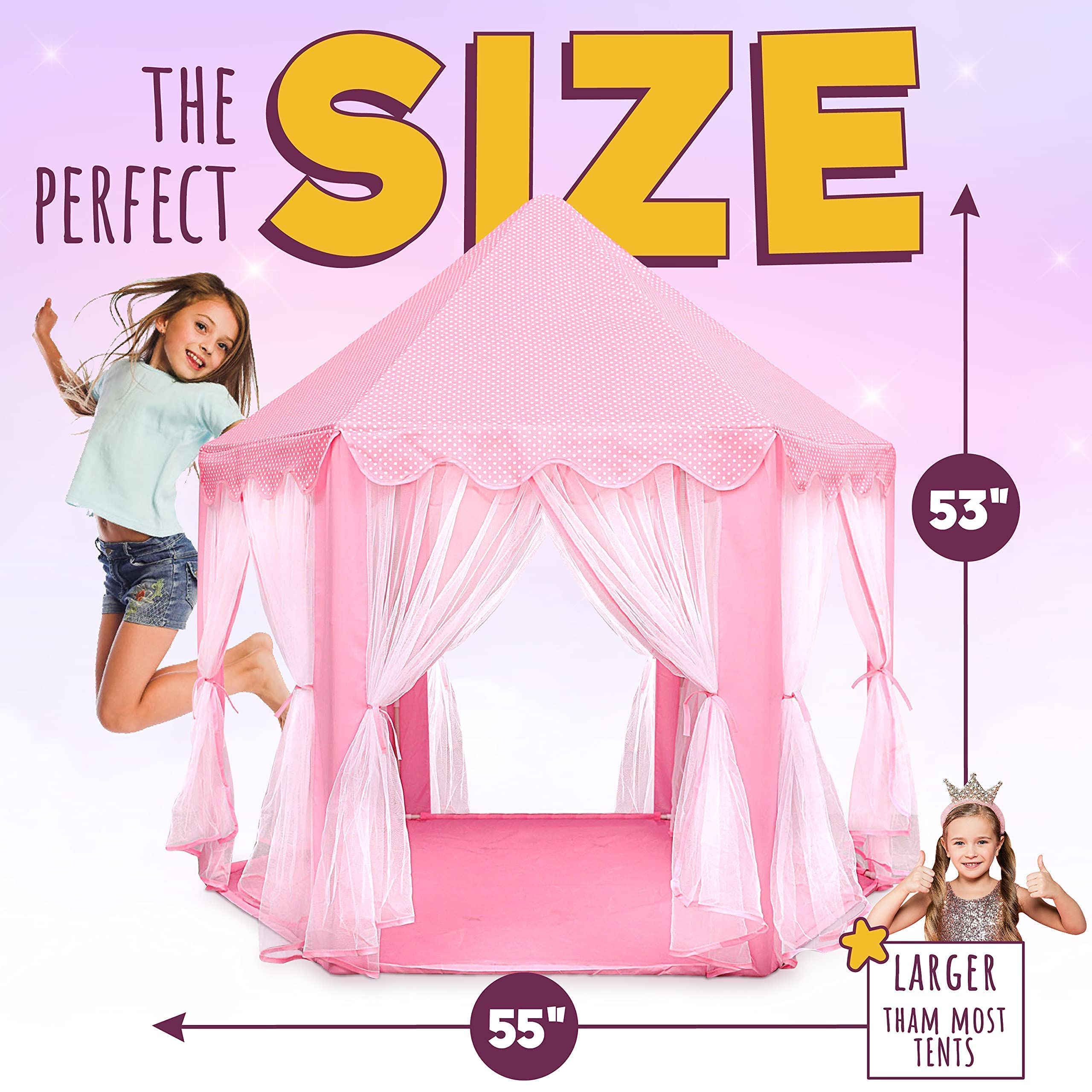 ORIAN easy-clean princess tent for quick cleanup after play.