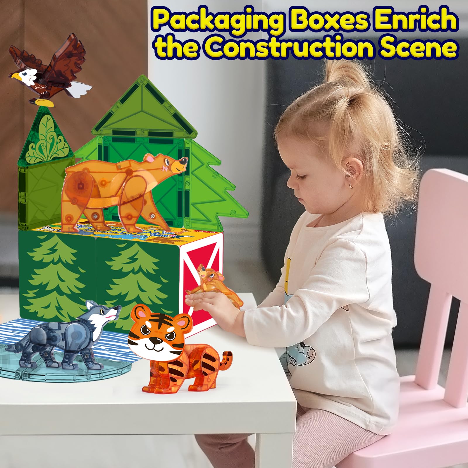 Oriate Wild magnetic tiles tiger figure adds colorful safari-inspired play