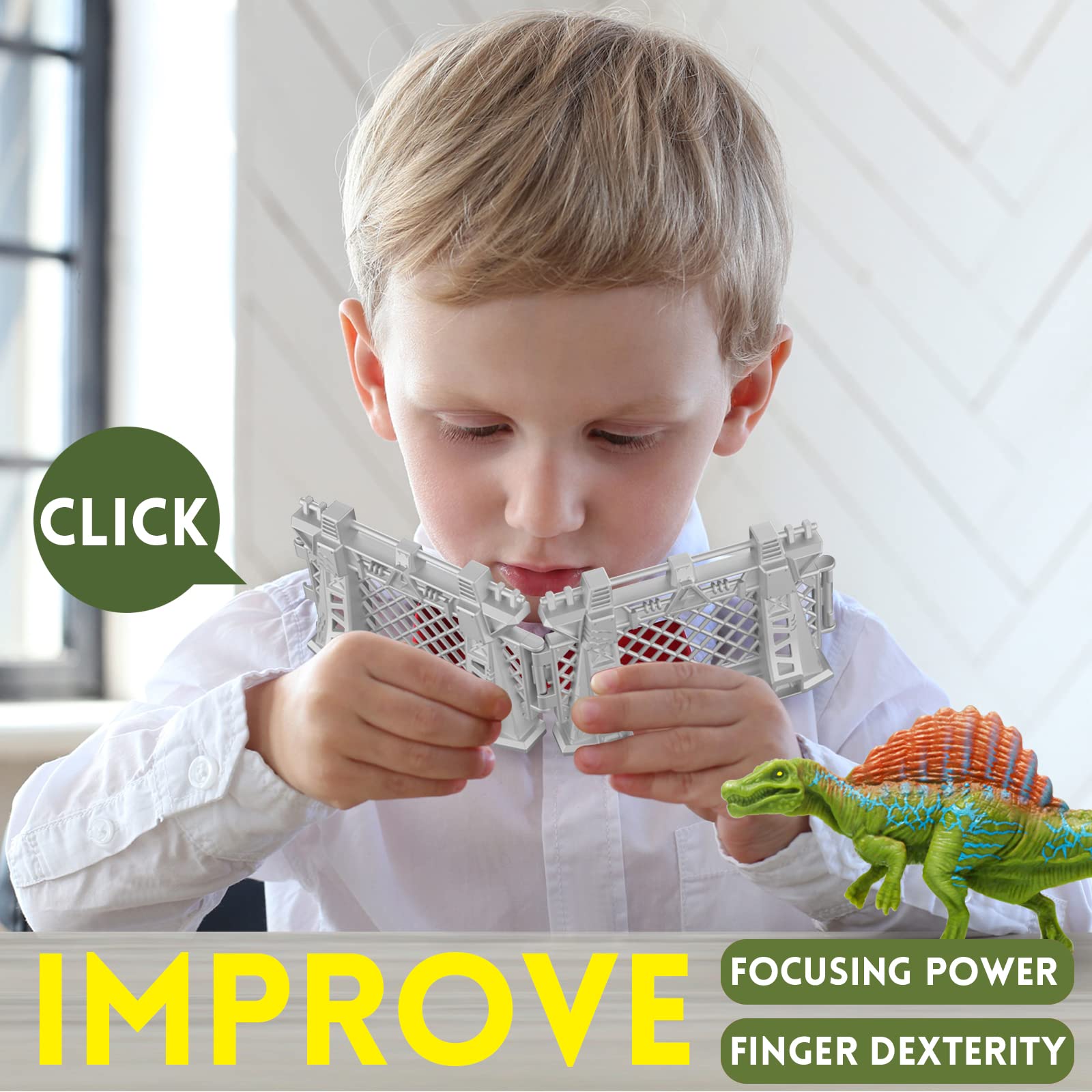Oriate dinosaur-themed playset with a realistic fence look for immersive storytelling.